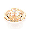 Crown Brass Micro Pave Clear Cubic Zirconia Adjustable Ring Settings KK-T076-29G-2