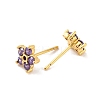 Brass Micro Pave Cubic Zirconia Stud Earrings for Women EJEW-U015-10G-2