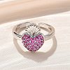 Sacred Heart Brass Micro Pave Cubic Zirconia Cuff Rings for Women RJEW-B117-01P-03-3