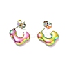 Ion Plating(IP) 304 Stainless Steel Rectangle Stud Earrings EJEW-P202-06MC-1