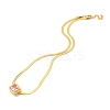 Pink Cubic Zirconia Rectangle Pendant Necklace with Flat Snake Chain for Women NJEW-B082-03-2
