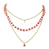 Rondelle 304 Stainless Steel & Glass Beaded Layered Necklace and Earring Set Set for Women SJEW-JS01384-6