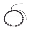 Natural White Moonstone & Lava Rock & Obsidian & Larvikite Round Beads Braided Bead Bracelets for Women BJEW-JB12917-03-1