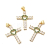 Rack Plating Brass Micro Pave Cubic Zirconia Pendants KK-K165-06G-02-1