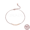 925 Sterling Silver Cable Chain Anklet with Natural Freshwater Pearls AJEW-F162-010RG-2