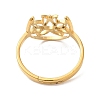 Ion Plating(IP) 304 Stainless Steel Hollow Lotus Adjustable Ring for Women RJEW-M149-30G-2