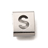 Letter Style 304 Stainless Steel Square Slide Charms STAS-L132-10S-1