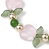 Heart Flower Dyed Natural TaiWan Jade & Acrylic Stretch Bracelet BJEW-JB09908-02-2