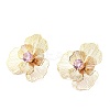 Flower Brass Micro Pave Cubic Zirconia Stud Earrings EJEW-F391-07G-03-4