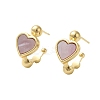 Shell Heart Stud Earrings EJEW-K287-01G-12-1