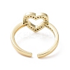 Clear Cubic Zirconia Hollow Out Heart Open Cuff Ring RJEW-I094-03G-3