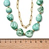 304 Stainless Steel with Dyed Green Natural Shell Nuggets Beaded Double Layer Necklaces for Women NJEW-G181-09G-3