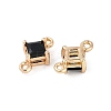 Brass Pave Glass Rhombus Links Connector Charms GLAA-Q088-001H-2