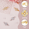 4 Sets 2 Colors Rack Plating Flower Brass Pave Clear Cubic Zirconia Fold Over Clasps KK-FH0006-91-5