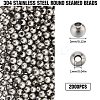 304 Stainless Steel Round Seamed Beads STAS-SC0006-95B-2