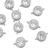 SHEGRACE Brass Pave Clear Cubic Zirconia Flat Round Connector Charms XGRQ3D332-501P-1