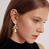 4 Pairs 2 Colors Flat Round Brass Pave 3A Cubic Zirconia Clip-on Earrings for Women EJEW-BBC0001-58-6