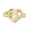 Rack Plating Brass Micro Pave Clear Cubic Zirconia Religion Heart Virgin Mary Connector Charms KK-L224-099G-01-1