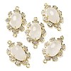 Natural Quartz Crystal Faceted Oval Connector Charms G-G181-06G-08-1