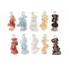 10Pcs 5 Colors 12 Constellation Natural Smoky Quartz & Aquamarine & Citrine & South Red Agate & White Moonstone Pendants PALLOY-JF02839-05-1