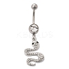 Alloy Rhinestone Snake Curved Barbell Belly Rings LS-AJEW-R007-03P-01-5