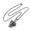 Leopard Alloy Crystal Rhinestone Black Enamel Pendant Necklaces for Men FS-WG82C69-02-1