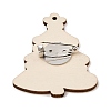 Christmas Theme Wood Printed Brooches for Women JEWB-Z029-01A-2