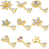 316L Surgical Stainless Steel Clear Cubic Zirconia L-Shaped Nose Rings WG135CD-20-2