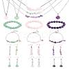 24Pair 316 Surgical Stainless Steel Dangle Earring & 304 Stainless Steel Necklaces & Beads Bracelets SJEW-FS00007-1