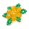 Woven Natural Dyed Malaysia Jade & Glass Seed Beads Snowflake Multi-Strand Links PALLOY-MZ00319-02-4