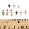 18Pcs 9 Styles Brass Pave Transparent Glass Links/Connectors GLAA-FS0002-35-5