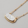 Simulated Druzy Resin Oval Pendant Necklace with Alloy Satellite Chains NJEW-WH0016-39G-06-1