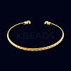 Perfect Design Real 18K Gold Plated Brass Torque Cuff Bangle BJEW-EE0001-05-2