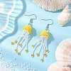 304 Stainless Steel Glass Seed Beaded Jellyfish Dangle Earrings EJEW-MZ00435-4