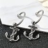 Anchor 316 Surgical Stainless Steel Dangle Half Hoop Earrings for Women EJEW-G416-43AS-1