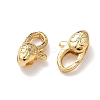 Oval Brass Micro Pave Cubic Zirconia Lobster Claw Clasps KK-Z136-22G-03-2