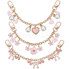 3Pcs 3 Styles Bowknot Heart Heart Pink Zinc Alloy Enamel Tassel Cable Chain Purse Chains FIND-BBC0004-56-1