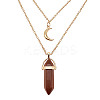 Synthetic Goldstone Cone Pendant Double Layer Necklace UX9990-24-1