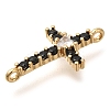 Brass Pave Black & Clear Cubic Zirconia Connector Charms KK-M101-02B-G-2