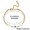 Summer Natural Shell Heart & Evil Eye & Brass Round Beaded Bracelets with Stainless Steel Chains NH4059-4