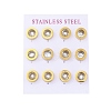 304 Stainless Steel Flat Round Stud Earrings EJEW-C099-23G-03-4