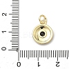 Brass Micro Pave Cubic Zirconia Flat Round Charms KK-C156-24G-3