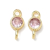 Brass Pave Cubic Zirconia Flat Round Connector Charms KK-P348-11G-2