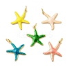 Brass Enamel Sea Animals Pendants KK-I378-15G-A-1