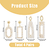 4 Pairs 4 Style Golden Alloy Geometry Dangle Stud Earrings with Plastic Imitation Pearl Beaded for Women EJEW-FI0002-57-2