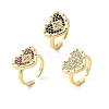 Brass Micro Pave Cubic Zirconia Cuff Rings for Women RJEW-F188-05G-2