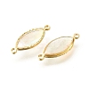 Brass Pave Natural White Shell Connector Charms KK-E794-01G-10-2