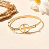 201 Stainless Steel Flat Round Link Bangles for Women BJEW-R014-01G-03-2