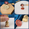 1Pc Golden Tone Brass Wax Seal Stamp Heads with Bamboo Stick Shaped Handles STAM-CP0001-05I-5