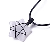 Adjustable Natural Quartz Crystal Star Pendant Necklace NJEW-B086-03H-4